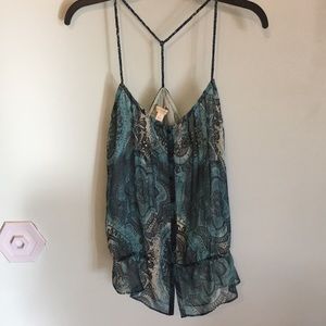 Blue boho tank top